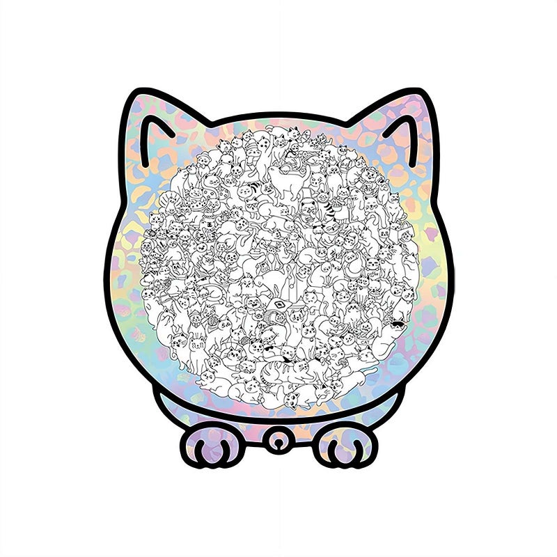 Wooden Cat Puzzle, 135-Piece Cute Cat Shaped Wooden Jigsaw Puzzle for Careful Observers And Patient Players (A) - Image 1